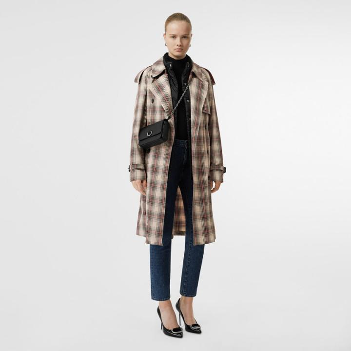 Burberry Burberry Lightweight Check Trench Coat, Size: 06, White