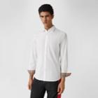 Burberry Burberry Slim Fit Monogram Motif Stretch Cotton Poplin Shirt, White