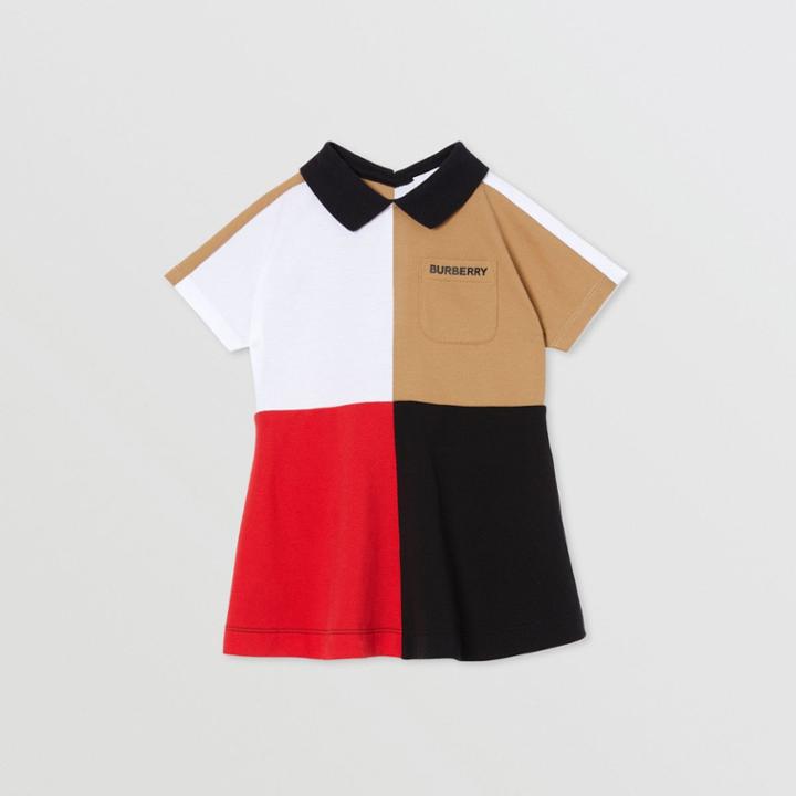 Burberry Burberry Childrens Colour Block Knit Cotton Polo Shirt Dress, Size: 12m, Multicolour