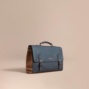 Burberry Burberry Leather And House Check Satchel, Blue