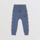 Burberry Burberry Childrens Icon Stripe Panel Cotton Trackpants, Size: 10y, Blue