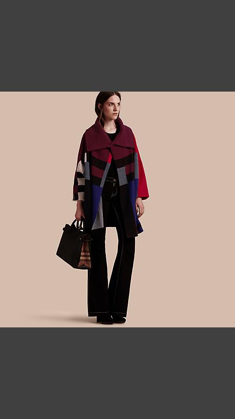 Burberry Check Wool Cashmere Cardigan Coat