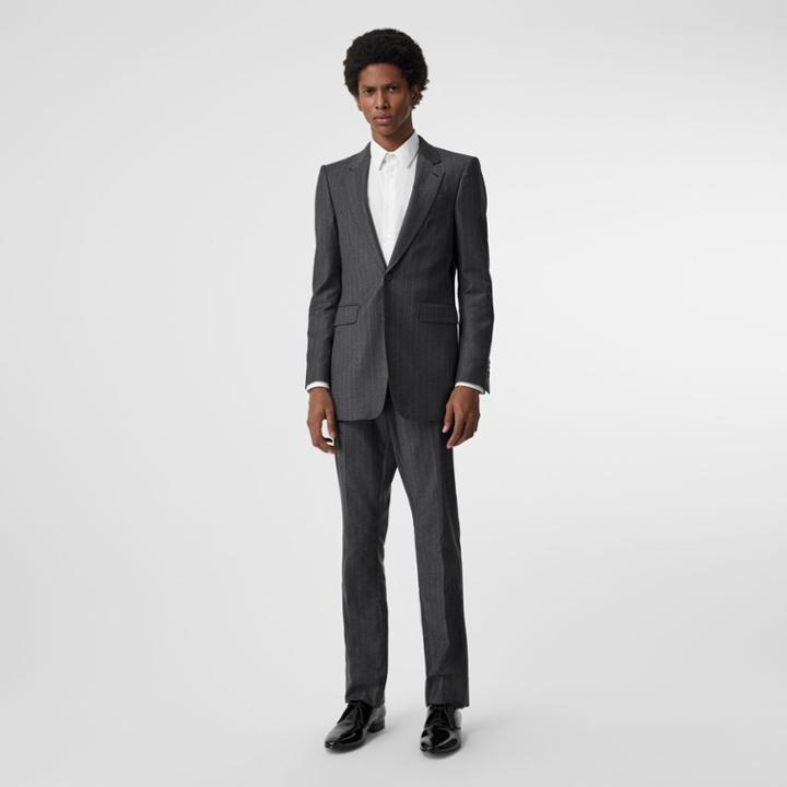 Burberry Burberry Slim Fit Pinstriped Wool Cashmere Suit, Size: 52r, Grey