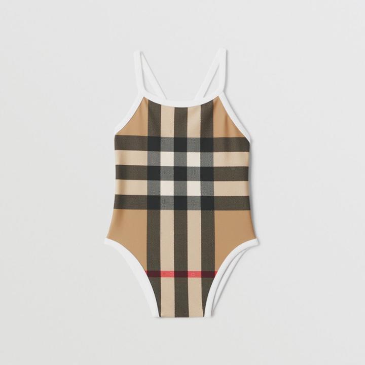 Burberry Burberry Childrens Check Recycled Nylon Swimsuit, Size: 12m