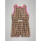 Burberry Burberry Childrens Striped Trim Check Playsuit, Size: 18m, Pink