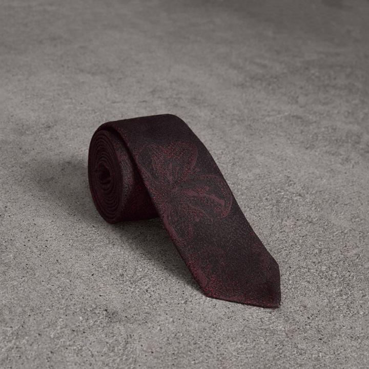 Burberry Burberry Slim Cut Floral Jacquard Silk Tie, Red