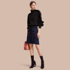 Burberry Burberry Resin Button Double-breasted Tailored Skirt, Size: 04, Blue