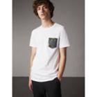 Burberry Burberry Beasts Jacquard Pocket Detail Cotton T-shirt, Size: M, White
