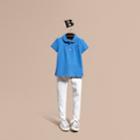 Burberry Burberry Ruched Detail Stretch Cotton Polo Shirt, Size: 6y, Blue