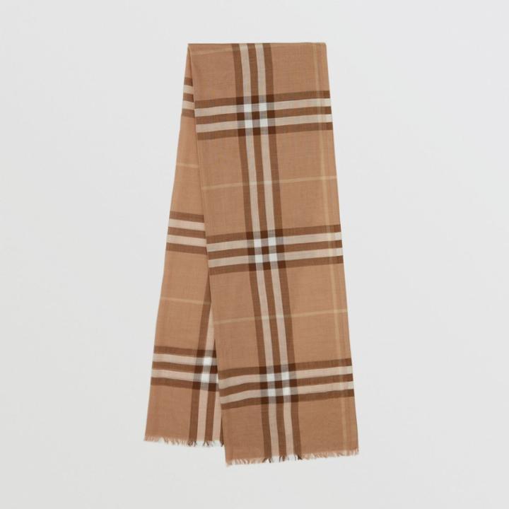 Burberry Burberry Lightweight Check Wool Silk Scarf, Beige