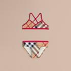 Burberry Burberry Check Bikini With Contrast Trim, Size: 14y, Beige