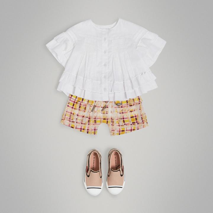 Burberry Burberry Smocked Cotton Shirt, Size: 14y