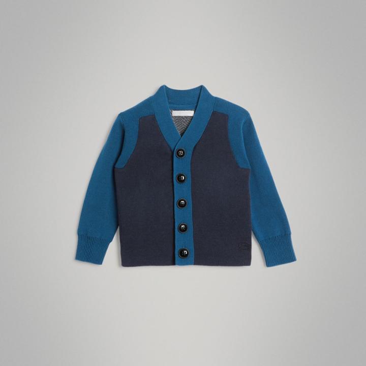 Burberry Burberry Colour Block Cotton Cardigan, Size: 6y, Blue