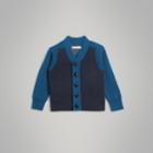 Burberry Burberry Colour Block Cotton Cardigan, Size: 6y, Blue