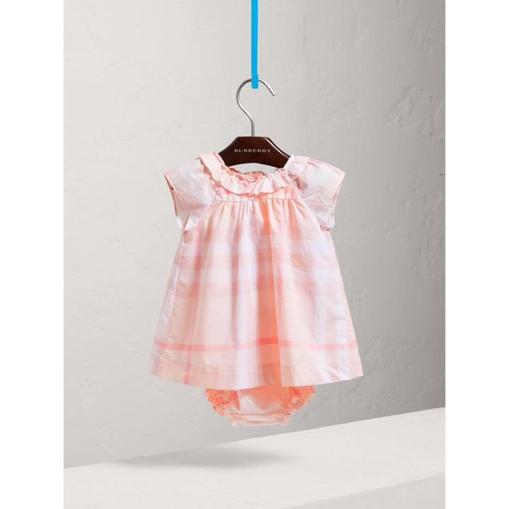 Burberry Burberry Check Cotton Poplin Dress With Bloomers, Size: 9m, Pink