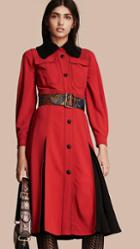 Burberry Georgette Dress With Detachable Knitted Cashmere Collar