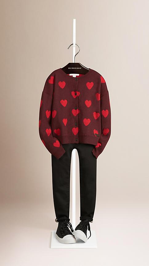 Burberry Heart Pattern Cashmere Cardigan