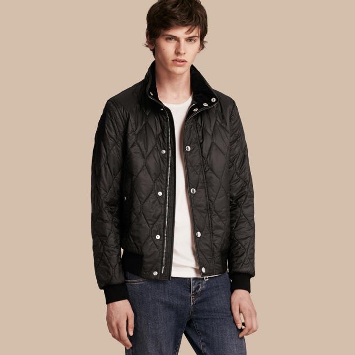 Burberry Burberry Stand-collar Military-quilted Jacket With Packaway Hood, Size: 48, Black