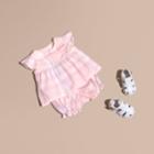 Burberry Burberry Check Cotton Pin Pleat Top And Bloomers, Size: 6m, Pink