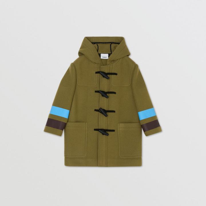 Burberry Burberry Childrens Logo And Stripe Print Wool Duffle Coat, Size: 10y, Green
