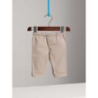 Burberry Burberry Check Turn-up Cotton Trousers, Size: 18m, Beige