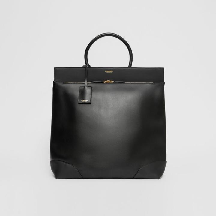 Burberry Burberry Leather Portrait Society Tote, Black
