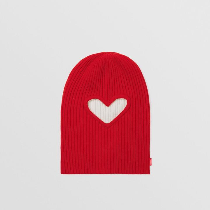 Burberry Burberry Reversible Cut-out Detail Rib Knit Wool Beanie