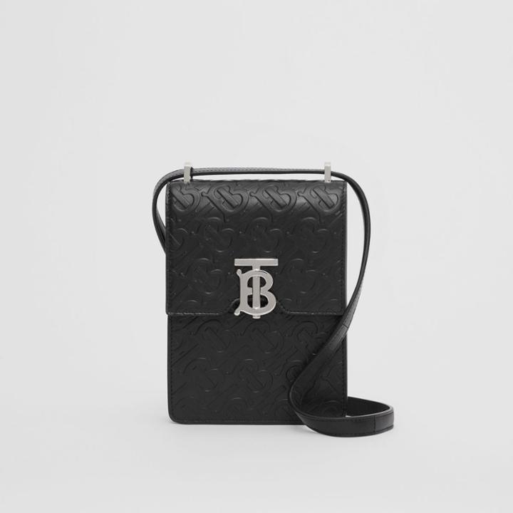 Burberry Burberry Monogram Leather Robin Bag, Black