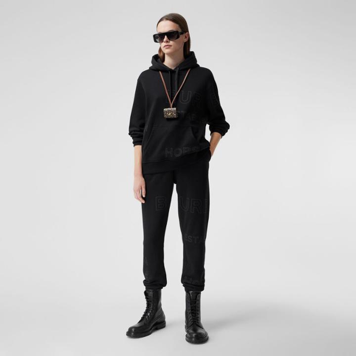 Burberry Burberry Horseferry Print Cotton Oversized Hoodie, Size: M, Black