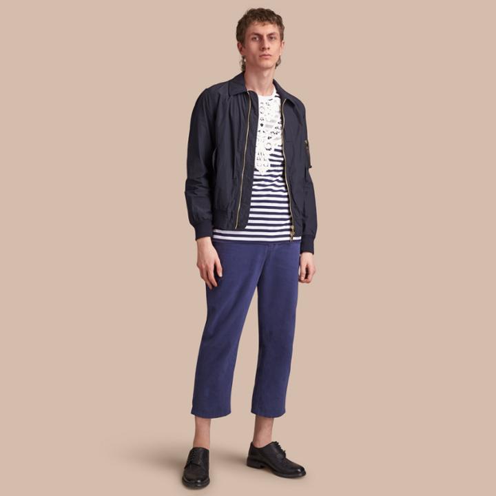 Burberry Burberry Seersucker Bomber Jacket, Size: 40, Blue