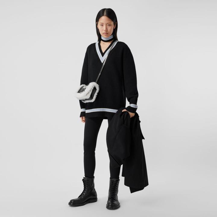 Burberry Burberry Wool Oversized Cricket Sweater, Size: Xxl, Black