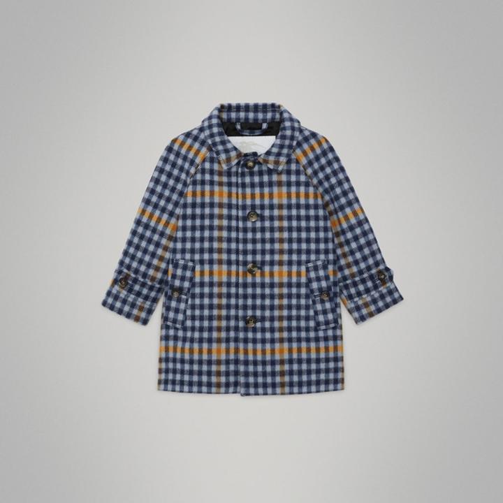 Burberry Burberry Childrens Check Wool Car Coat, Size: 12m, Blue