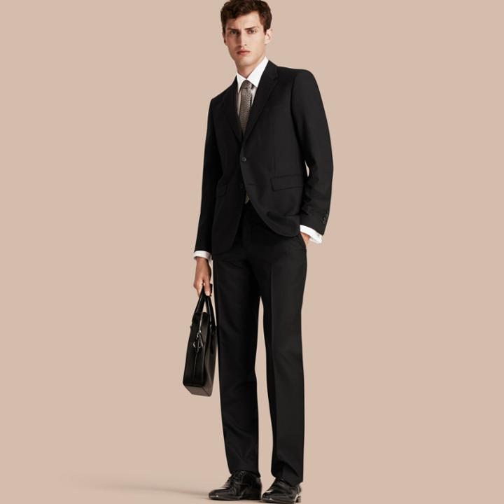 Burberry Burberry Classic Fit Wool Part-canvas Suit, Size: 50r, Black