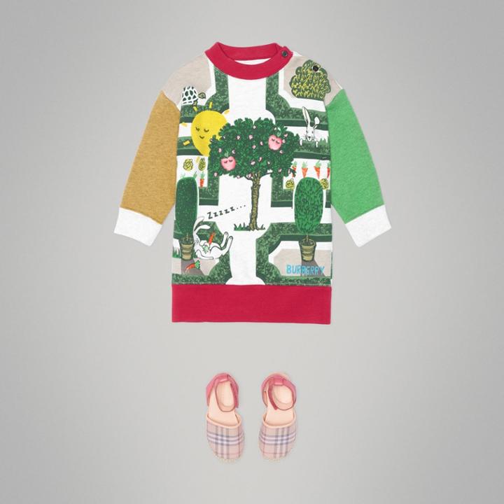 Burberry Burberry Childrens Hedge Maze Print Cotton Dress, Size: 2y, Multicolour