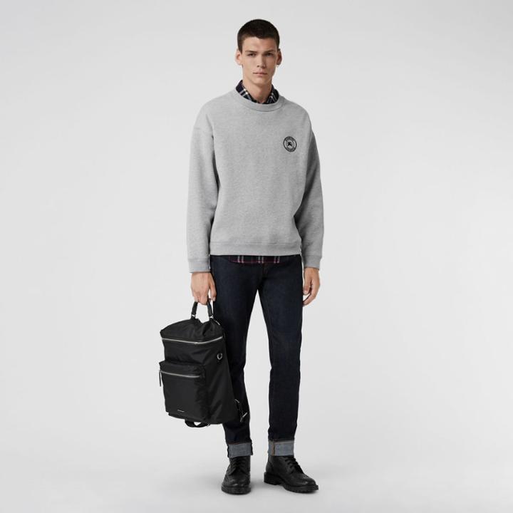 Burberry Burberry Embroidered Logo Jersey Sweatshirt, Grey
