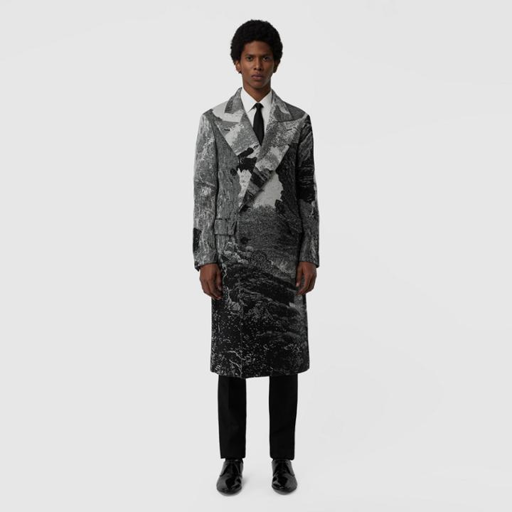 Burberry Burberry Dreamscape Wool Jacquard Double-breasted Coat, Size: 44, White