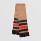 Burberry Burberry Striped Knitted Mohair Silk Scarf, Brown