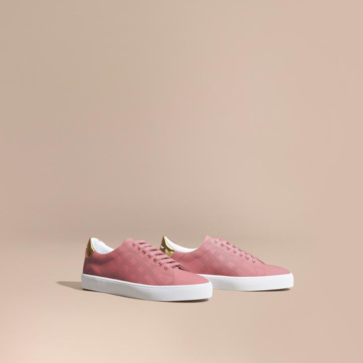 Burberry Burberry Check Detail Cotton Trainers, Size: 38, Yellow