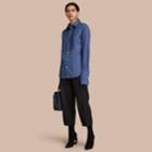 Burberry Burberry Unisex Double-cuff Pintuck Bib Cotton Shirt, Size: Xs, Blue