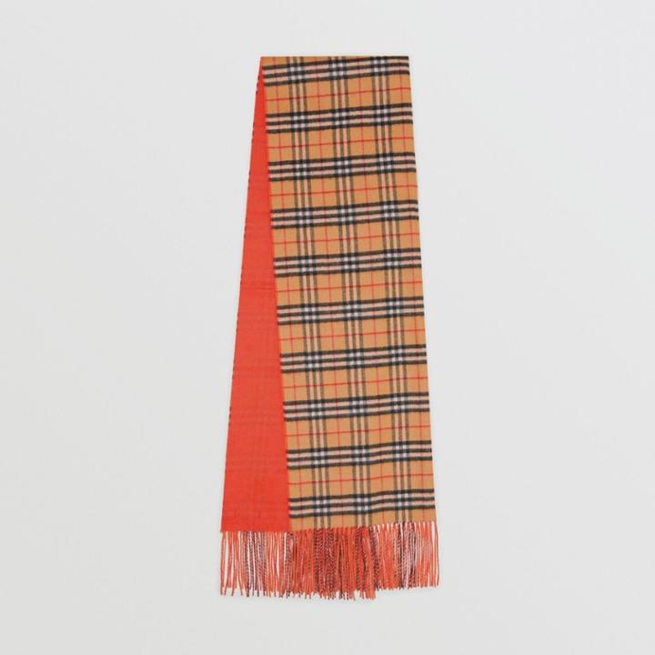 Burberry Burberry Colour Block Vintage Check Cashmere Scarf, Orange