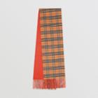 Burberry Burberry Colour Block Vintage Check Cashmere Scarf, Orange