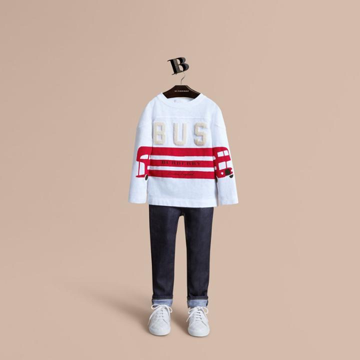 Burberry Burberry Long-sleeve London Icons Cotton Top, Size: 14y, White