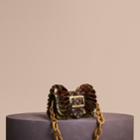 Burberry Burberry The Ruffle Buckle Bag In Snakeskin, Ostrich And Check, Brown