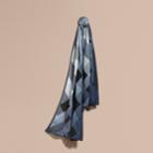 Burberry Burberry Ombr Washed Check Silk Scarf, Blue
