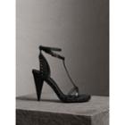 Burberry Burberry Riveted Leather High Cone-heel Sandals, Size: 38