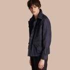 Burberry Silk Blend Field Jacket With Detachable Warmer