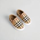 Burberry Burberry Childrens Vintage Check And Leather Slip-on Sneakers, Size: 8