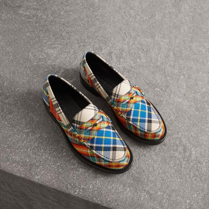 Burberry Burberry Tartan Cotton Penny Loafers, Size: 36, Adieslui