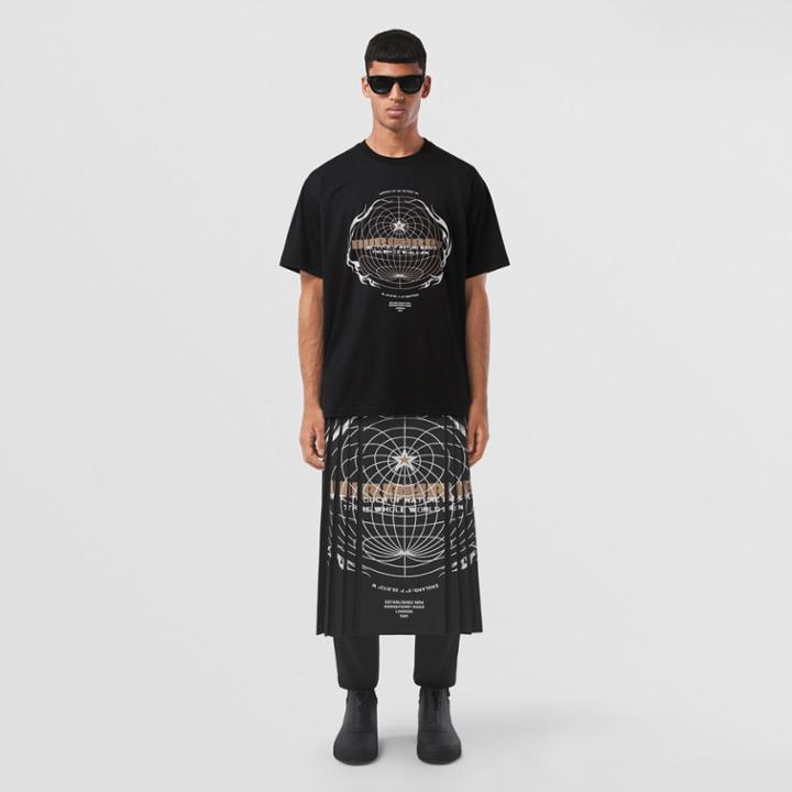 Burberry Burberry Globe Graphic Print Cotton Oversized T-shirt, Size: M