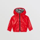 Burberry Burberry Childrens Logo Print Lightweight Hooded Jacket, Size: 2y, Red